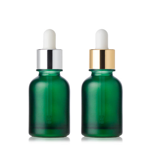 L) 金冠・銀冠ガラススポイトボトル(緑マット) CW30ml - YOKIプラザ - 化粧品容器